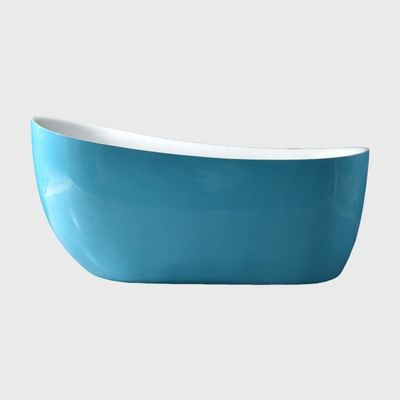 Modern 1.7m Blue Drainer Wall with Brillante Soaking for Bathroom Acrylic Freestanding Bathtub