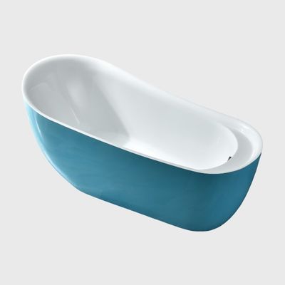 Modern 1.7m Blue Drainer Wall with Brillante Soaking for Bathroom Acrylic Freestanding Bathtub