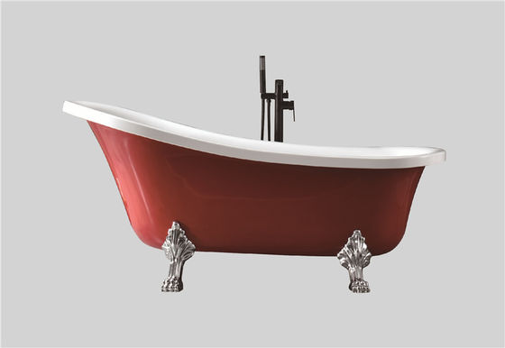 ODM Solid Red Acrylic Slipper Bathtub Deep Soaking Freestanding 1500 Mm