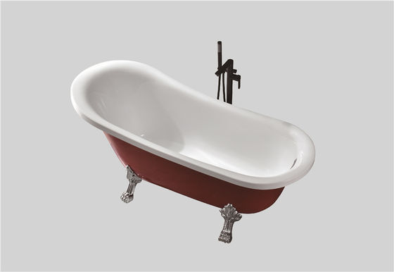 ODM Solid Red Acrylic Slipper Bathtub Deep Soaking Freestanding 1500 Mm