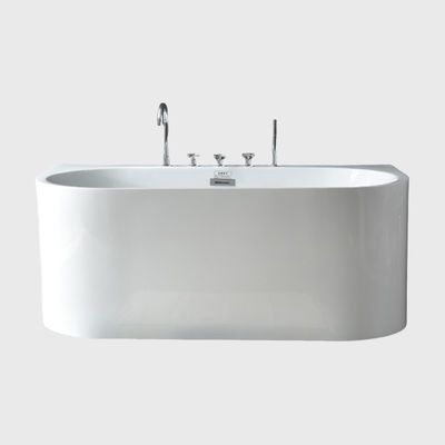 Small Freestanding Bathtub Against Wall Pedestal Tub Soaking 60x30
