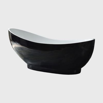 Narrow Corner Jetted Black Acrylic Bathtub Freestanding Double Slipper 72 Inch