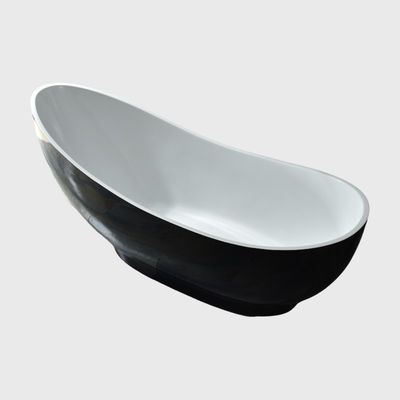 Narrow Corner Jetted Black Acrylic Bathtub Freestanding Double Slipper 72 Inch