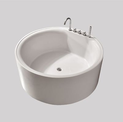 Round Acrylic Freestanding Bath Tub White freestanding soaking bathtub
