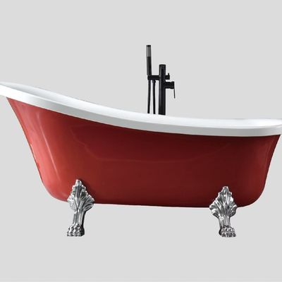 Acrylic Free Standing Clawfoot Slipper Bathtub 58 Inch Clawfoot Tub Personalized