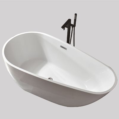 Deep Soaking Oval Acrylic Free Standing Bathtubs Solid Glossy Freestanding Jetted Whirlpool Tub