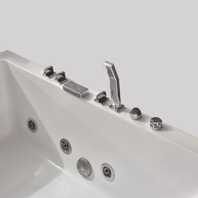 White Soaking Acrylic Jetted Drop In Whirlpool Tub for Hotel Bath 60inch
