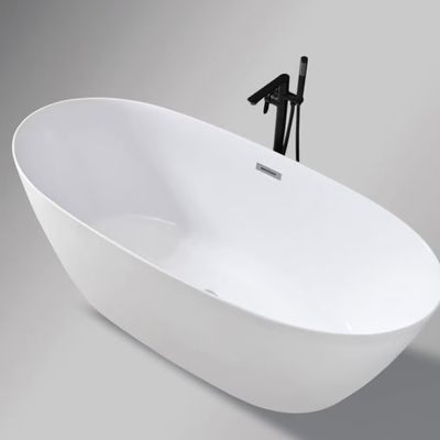 Scratch Resistant Oval White Acrylic Standing Soaking Tub ISO9001 Certified