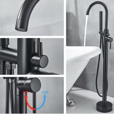Resin Freestanding Bathtub Accessories Detachable Shower Faucet Taps Black Brass