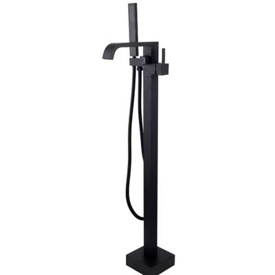Floor Freestanding Tub Faucet Brass Black Single Hole Faucet 4inch
