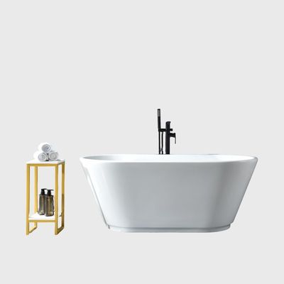 Alkali Free White Acrylic Back To Wall Bathtubs Freestanding Deep Soaking 1400mm