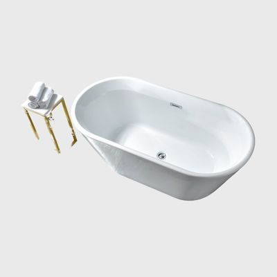 Alkali Free White Acrylic Back To Wall Bathtubs Freestanding Deep Soaking 1400mm