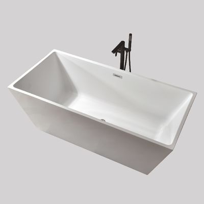 Luxury Acrylic Rectangular Freestanding Tub Soaking Whirlpool Modern 110 lbs