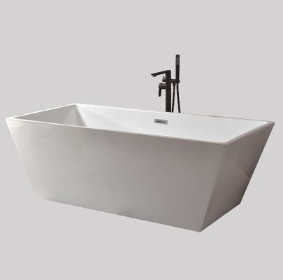 Luxury Acrylic Rectangular Freestanding Tub Soaking Whirlpool Modern 110 lbs
