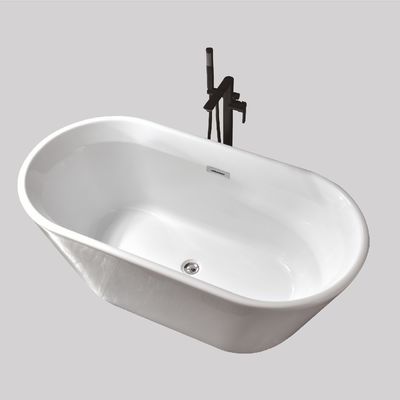 1700mm Bathroom Whirlpool Soaking Fiberglass Freestanding Tub Bath With Drainer ODM