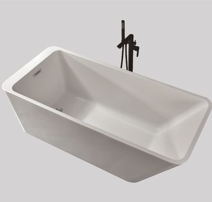 Contemporary White Acrylic Jetted Free Standing Tub Soaking Bathtub