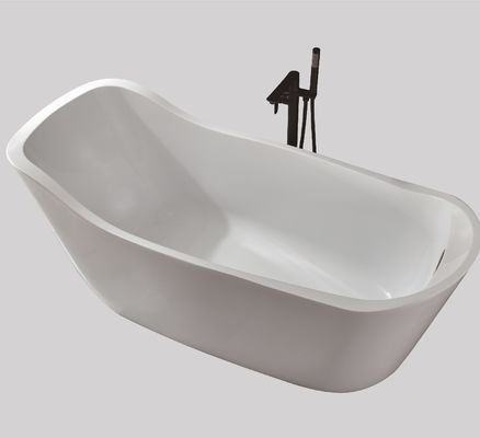 Modern Bathroom Whirlpool Acrylic Freestanding Tub 1500mm With Shower Faucet White