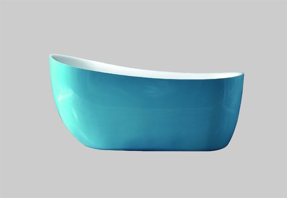 LC-839  Blue Acrylic Free Standing Bathtubs Seamless Bonding and Anti-Slip Treatment