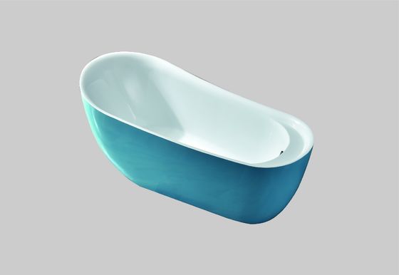 LC-839  Blue Acrylic Free Standing Bathtubs Seamless Bonding and Anti-Slip Treatment