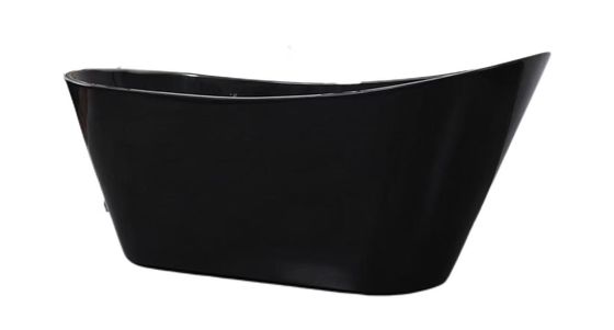 1700mm High Gloss Freestanding Acrylic Slipper Bath Soaking Tub Black