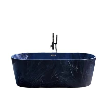Luxury Modern Freestanding Acrylic Slipper Bathtub 1700x750x720mm Blue Marble Stone with 5-year Warranty