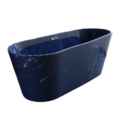 Luxury Modern Freestanding Acrylic Slipper Bathtub 1700x750x720mm Blue Marble Stone with 5-year Warranty