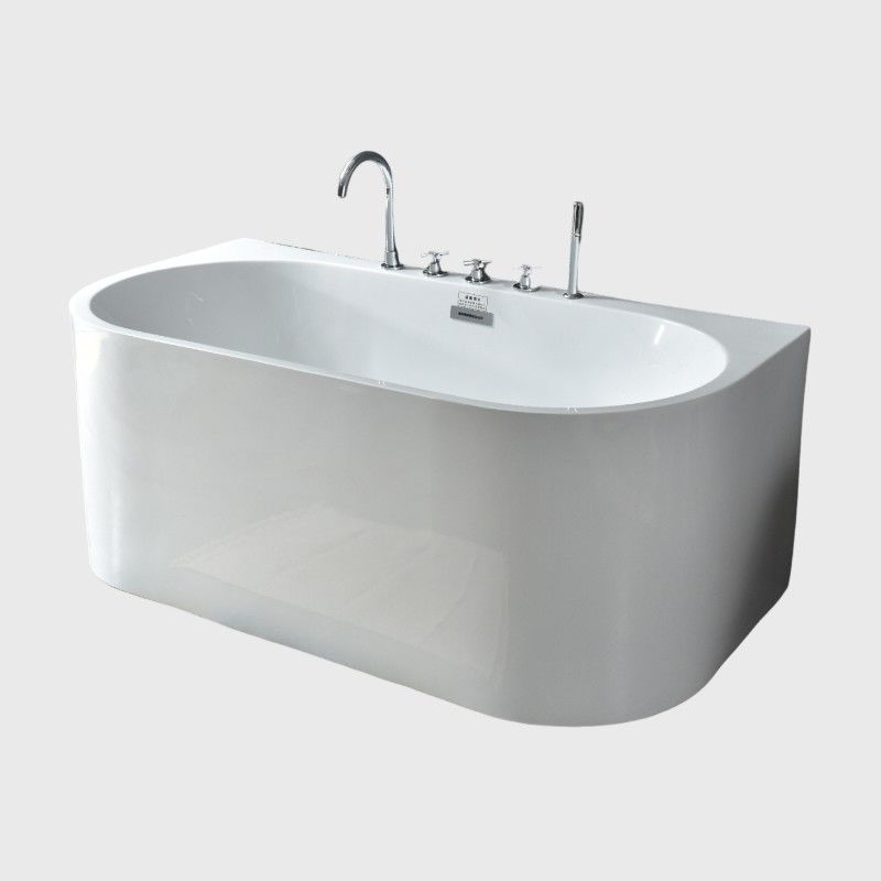 Pure Resin Fiber Glass Back To Wall Bathtubs 1700mm Floor Mounted