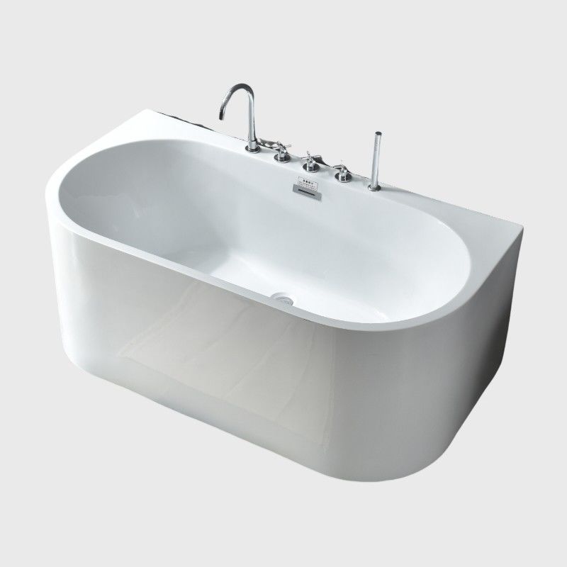 Small Freestanding Bathtub Against Wall Pedestal Tub Soaking 60x30