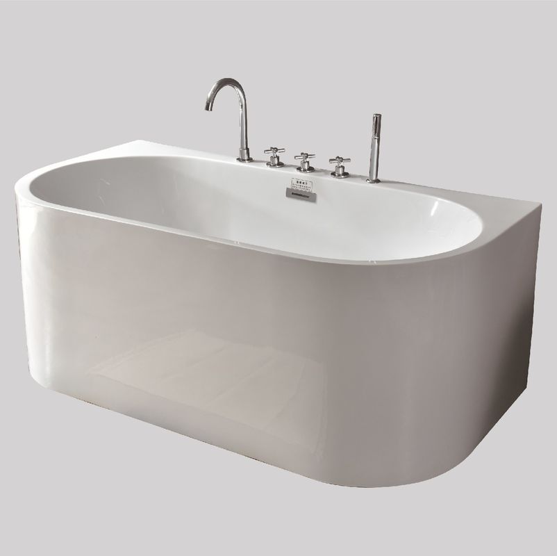 Rectangular Freestanding Acrylic Back to Wall Bathtubs for Villa Hotel Bathrooms
