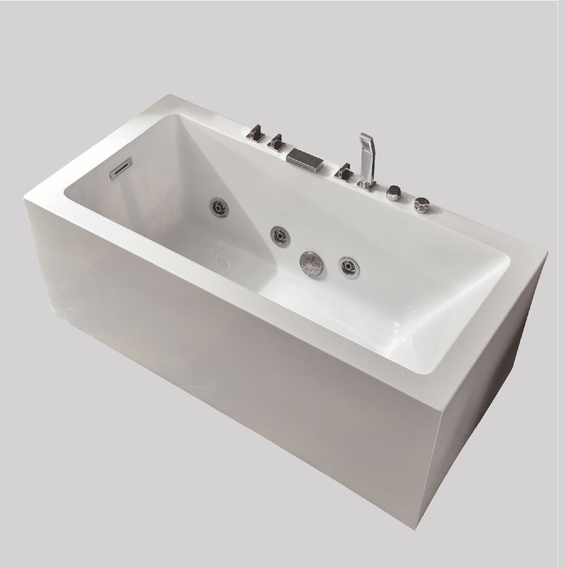 White Soaking Acrylic Jetted Drop In Whirlpool Tub for Hotel Bath 60inch