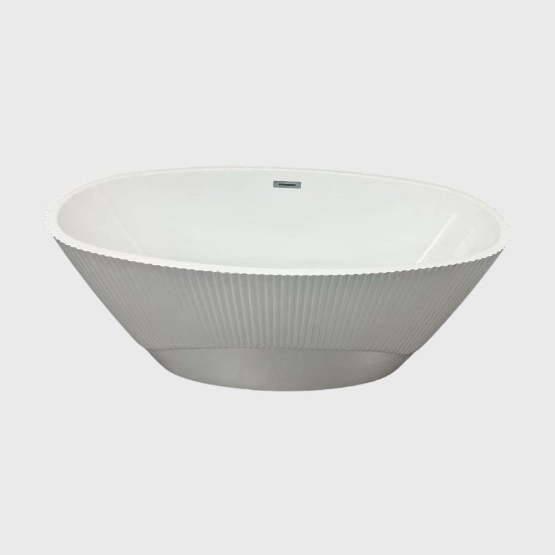 Sustainable White Gloss Oval Stand Alone Bathtub Acrylic Home Hotel