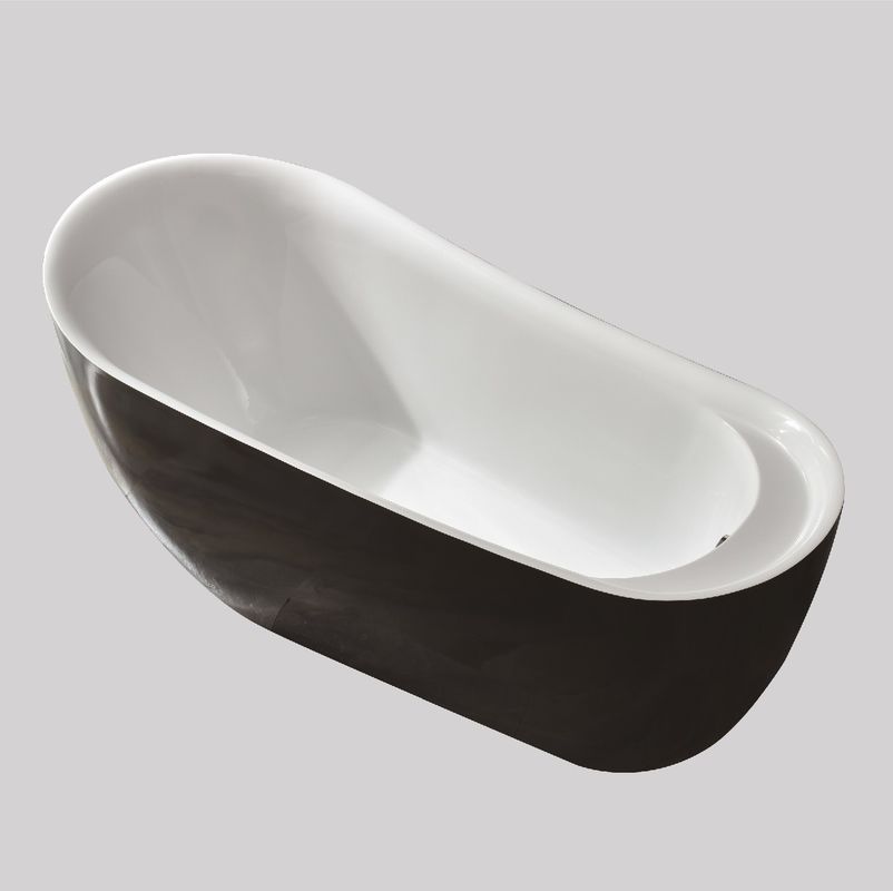 Recycled Acrylic Freestanding Corner Black Slipper Bath Solid Surface For Small Bathrooms