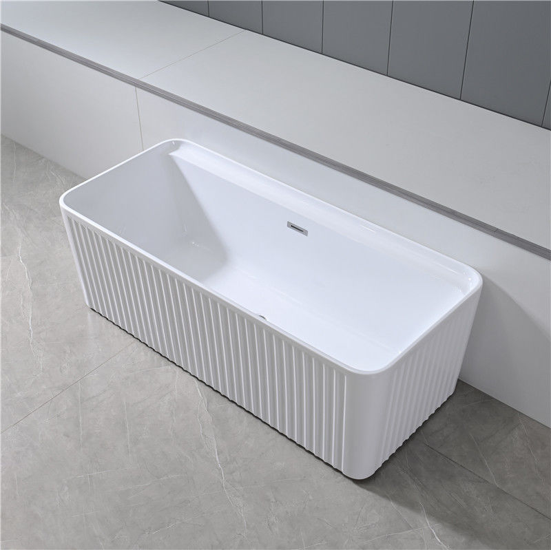 OEM White Freestanding Acrylic Bathtub Soaking 1700mm Rectangular