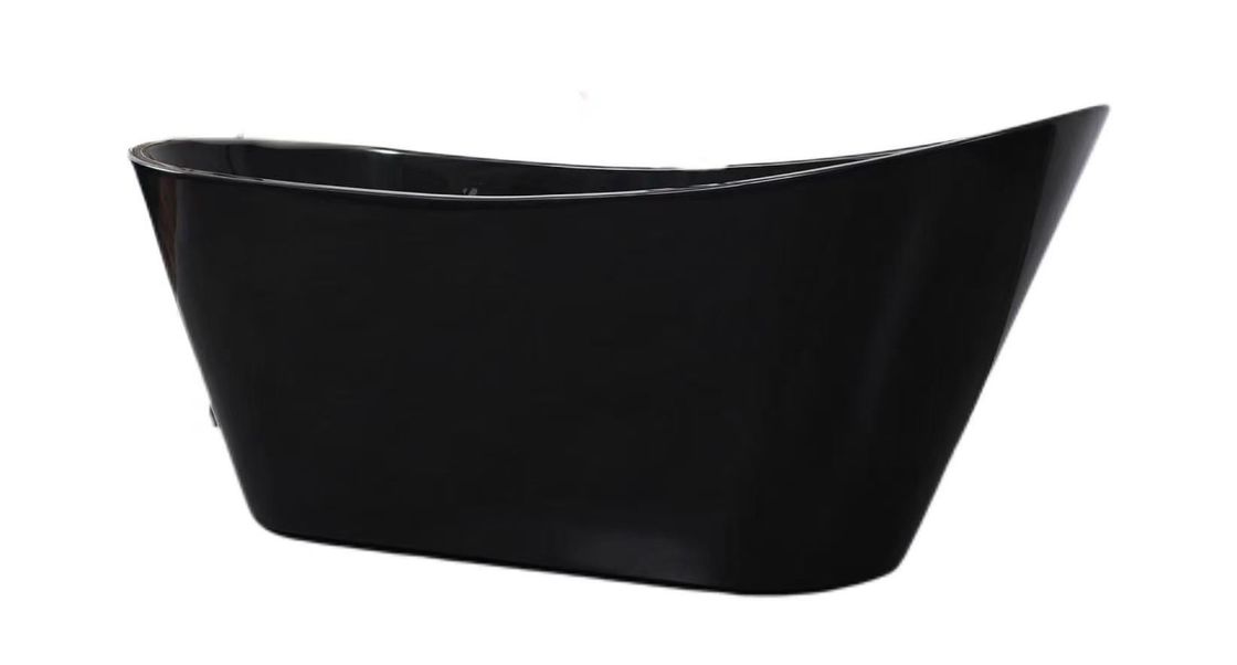 1700mm High Gloss Freestanding Acrylic Slipper Bath Soaking Tub Black