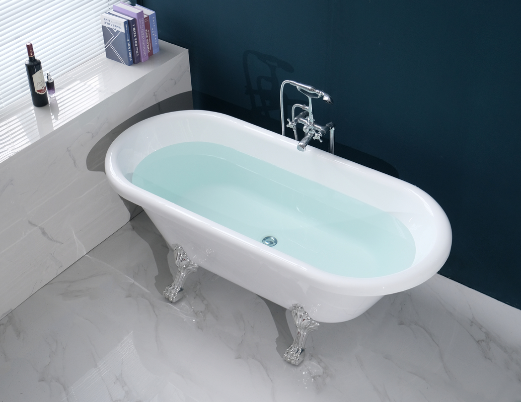 LC-942 OEM ODM Durableacrylic freestanding tub Bathroom Three Side Skirt Stackable Acrylic Freestanding Bathtub
