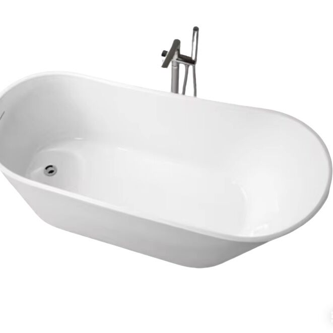 1500x750x720mm Smooth Surface Acrylic Slipper Bathtub with Anti-Slip Bottom and Fiberglass Reinforcement